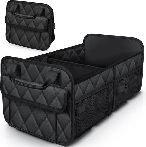 Sammenklappelig Bagagerumsarrangør – 2-rums Opbevaringsboks med Høj Kapacitet til Biler og Lastbiler (Sort)
