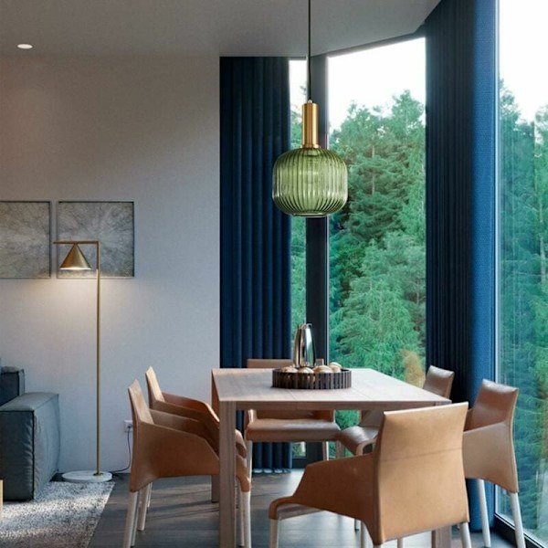 Industriell vintage-pendellampa, modern retro-stil pendellampa, pendellampa, glasskärm med polerad mässingslamphållare [Energiklass A++]