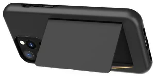Yhteensopiva iPhone 12 -kotelon kanssa korttipaikalla, suojaava musta
