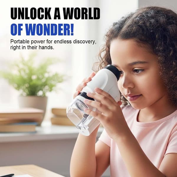 Mini Microscope 2026 New Pocket Microscope for Kids Portable Handheld Children's Microscope Miniscope Educational Science Kits LED Light 60X-120X (White)