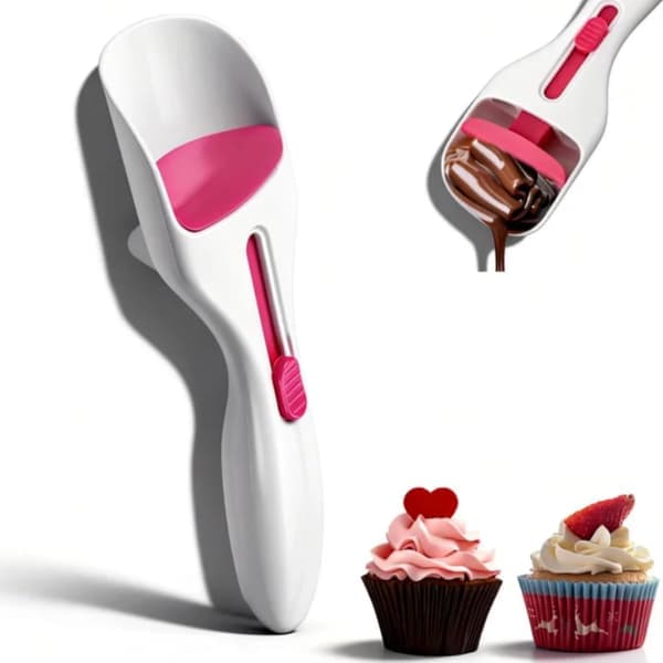 Muffin Batter Spoon, Muffin Batter Scoop with Push Button, Baking Spoon for Baking, Pastries and Cake Decoration