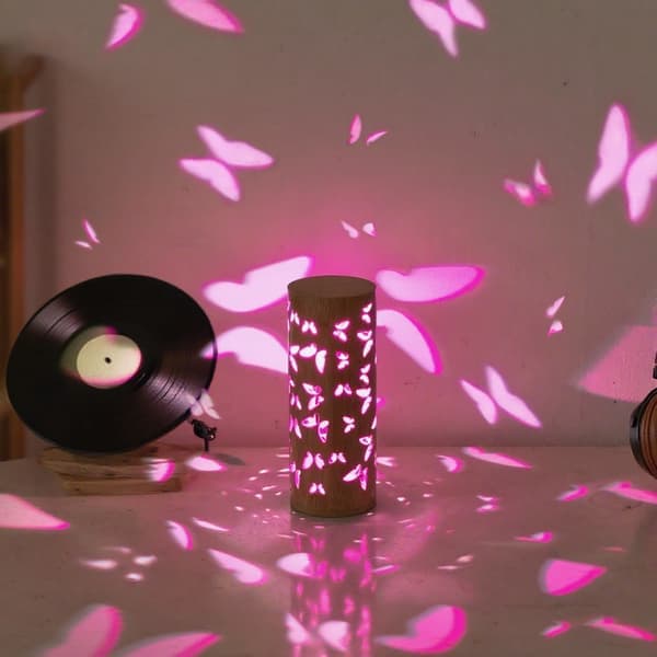 New Creative Decorative Table Lamp USB Projector Lamp Butterfly Shadow Bamboo Art Desk Lamp Decorative Lamp Floor Lamp Night Light.