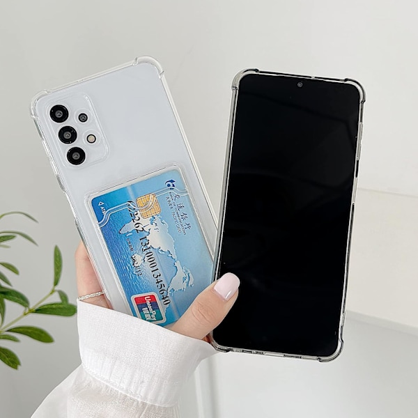 Uppgradera Clear Wallet Phone Case för Samsung Galaxy A32 5G Kortplatsfodral Slim Fit Skyddande Mjuk TPU Stötsäker Plånboksfodral med Söt Kortficka