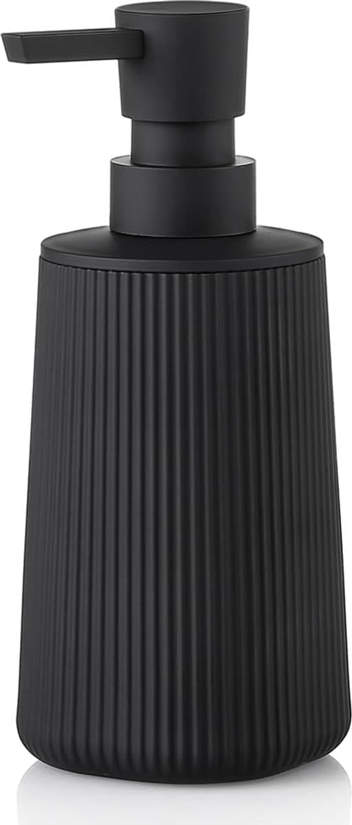 Lille sæbedispenser til badeværelse og køkken, moderne stribet stil i bondegårdsstil, håndsæbedispenser i plast med pumpe mat sort