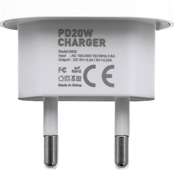 2-pack Snabbladdare för iPhone 20W Adapter och Kabel Vit