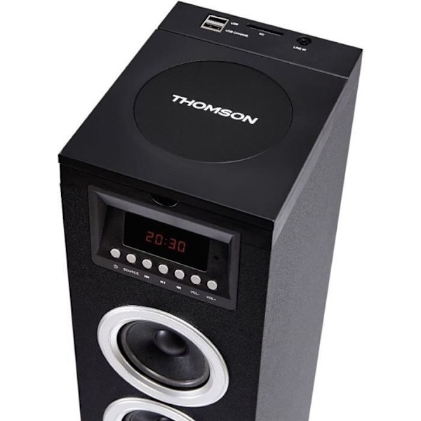 THOMSON DS120CD - Multimedia högtalartorn - CD -spelare - 60W - Bluetooth, USB, FM -radio - LED -display - Svart