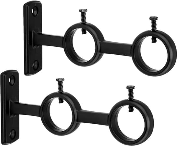 Gardinstångsfästen, dubbla fästen, lämpliga för gardinstänger med en diameter på 15-25 mm (svart), 2-pack.
