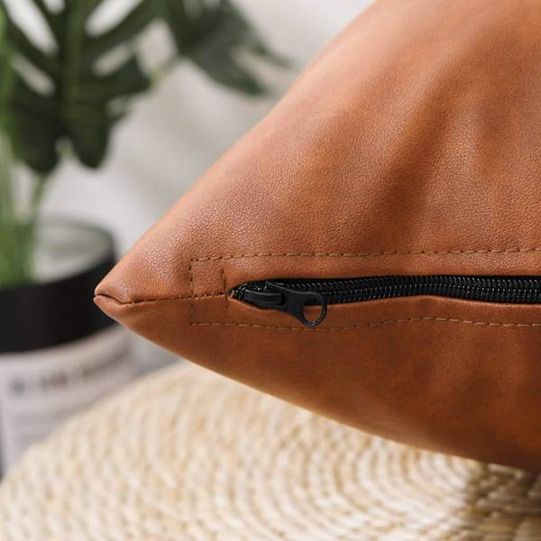 Faux läder lantlig kuddfodral 12x20 tum, modernt lantligt dekorativt kuddfodral för sovrum vardagsrum soffa brun accent