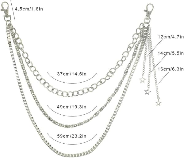 1 pc wallet chain waist chain with star pendant triple style chain