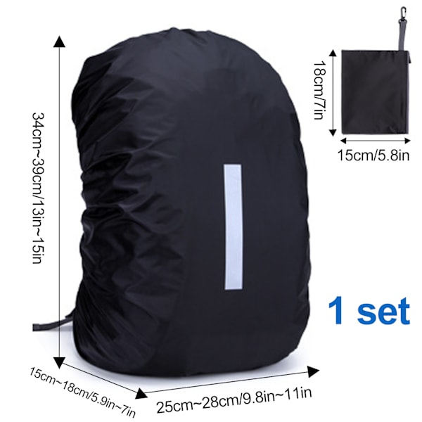Vattentät regnskydd med reflex, regnskydd för anti-damm (15L-25L), vattentät ryggsäcksskydd med reflexryggsäcksskydd