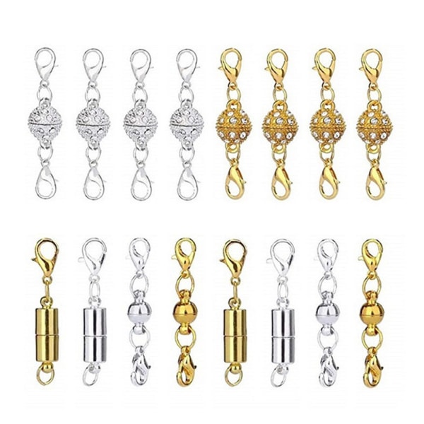Halsbandsförlängare och magnetiska smyckeslås, flera storlekar Halsband Kedjeförlängare Magnetlås för smyckestillverkning