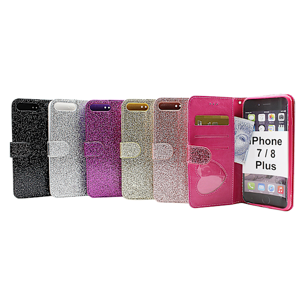 Standcase Glitter Wallet iPhone 7 Plus / 8 Plus Silver Silver