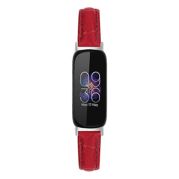 Erstatningsrem til Fitbit Inspire 3, Bambusmønstret PU-læder, Justerbar Urrem Red