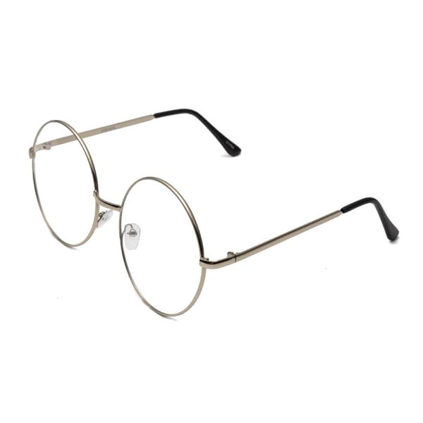 Retro Round Glasses Silver Metal Clear Glass without Strength silver