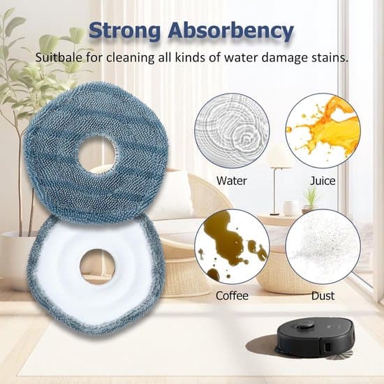 4-pakning – Moppeputer kompatible med Eufy X10 Pro Omni & Eufy X9 Pro – Vaskbare og gjenbrukbare moppeputer – Myk mikrofibererstatning – Stripefri og rask