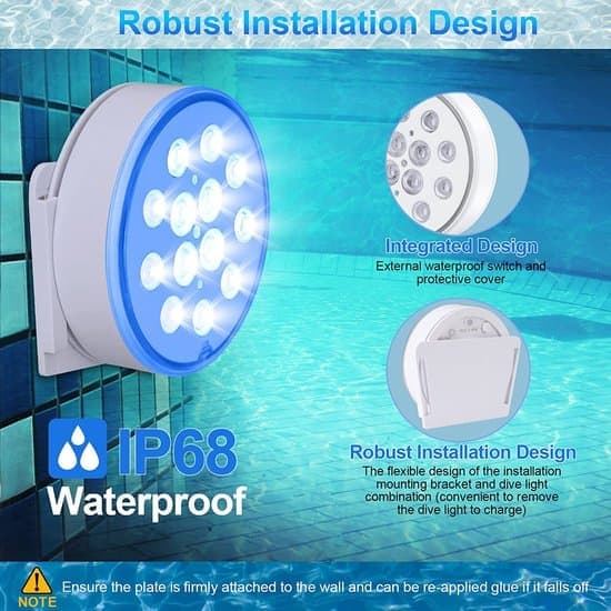 Pool Lighting 2 Pcs Pool Lights Upgraded Rechargeable LED Submersible Lights Underwater with Remote Control IP68 Waterproof 16 Colors Underwater Lighting