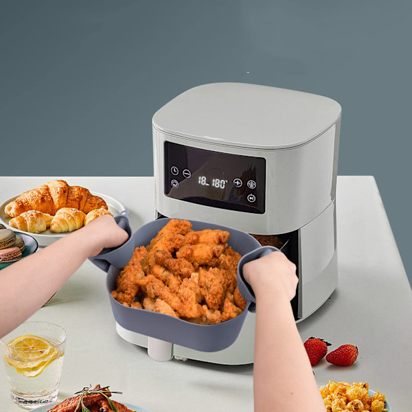Återanvändbar Air Fryer Silikonform med två ugnshandskar, värmebeständig, enkel rengöring för mikrovågsugnstillbehör