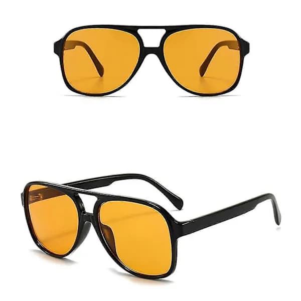 Retro aviator solbriller til mænd og kvinder, 70'er-stil, overdimensionerede gule linser