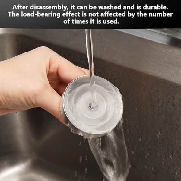 2 Stainless Steel Suction Cup Hooks, Waterproof for Kitchen and Bathroom (Silver) SUCTION CUP