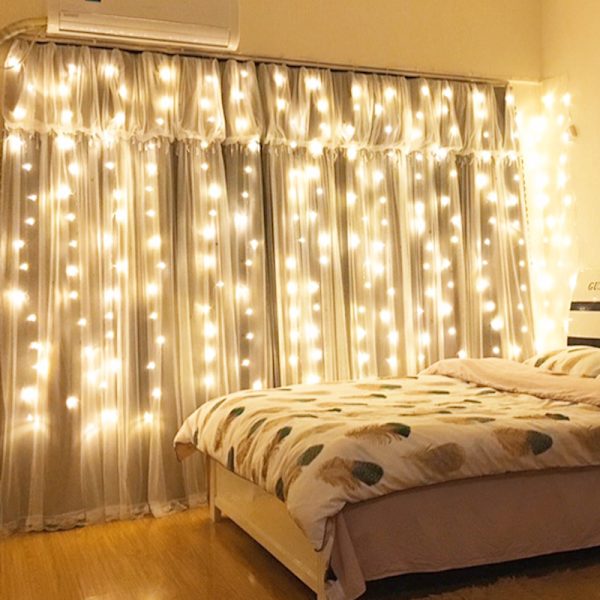 3x3m LED-gardinlampa, 300 LED-ljussträngsgardin med fjärrkontroll och timer 8 lägen Ljussträngsgardin för utomhus inomhus jul födelsedag