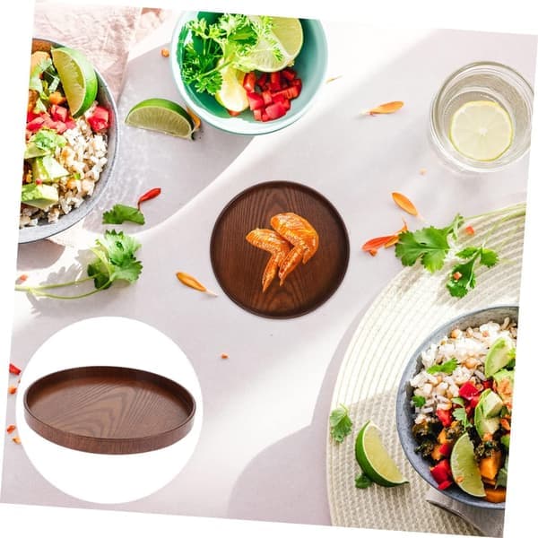 Wooden Dinner Plate with Raised Edge, Elegant Serving Tray for Home Use and Parties