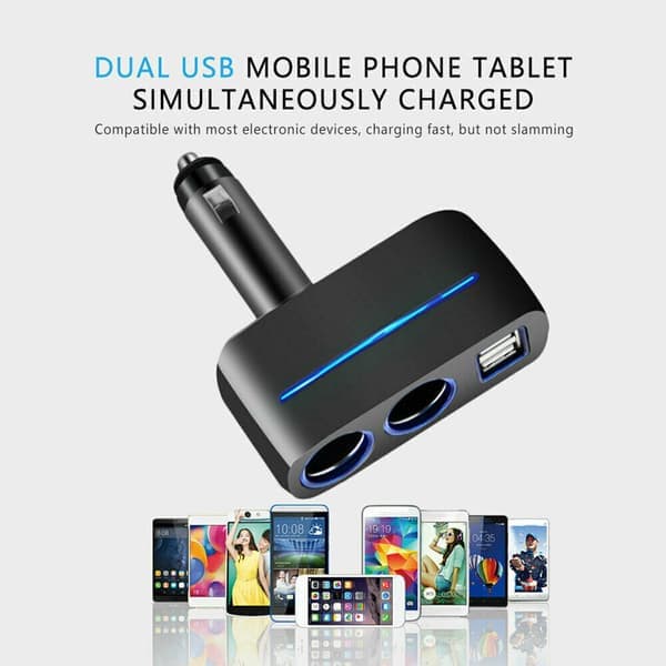 12V Bil Cigarettænder Stik Adapter Dobbelt USB Dobbelt Q2D3 Splitter Hurtig Tilslutning