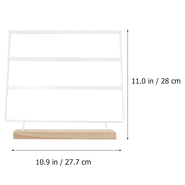 Örhänge Organizer 3-Tier Smycken Organizer Display Stativ, Metall Örhänge Hållare med Trä Bas Stativ, Halsband Förvaringsbricka