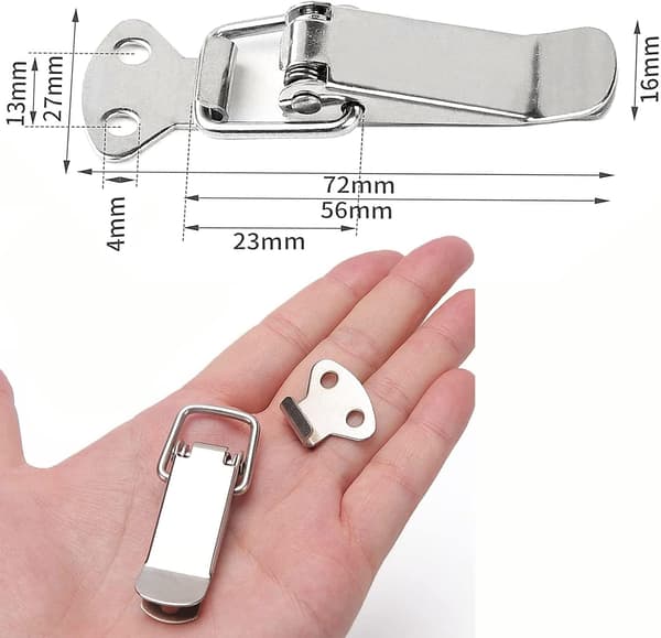 Stainless Steel Toggle Latch with Screws, 56mm Latch Lock, Spring Loaded Buckle, Clamp, Box Closure, Toolbox Lock Lid