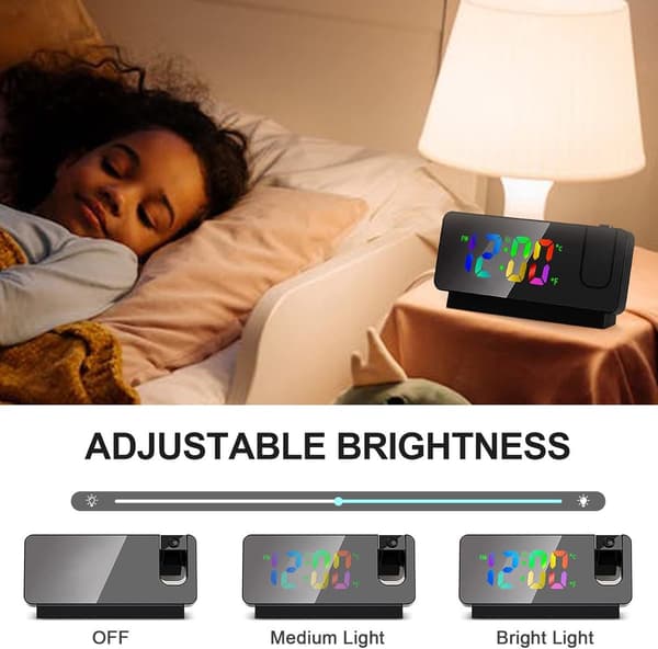 LED Projection Digital Alarm Clock, 360° Rotating Projection, Temperature Display and Memory Function, Suitable for Bedroom and Living Room Decoration.