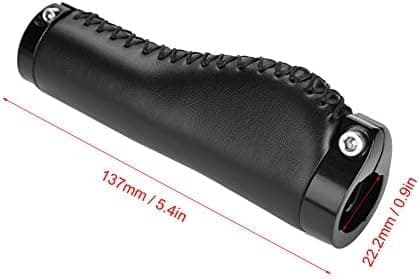 Leather Handle Locking PU Handlebar Grips Handle End Holding Locking Grips for Mountain Bike (Black)