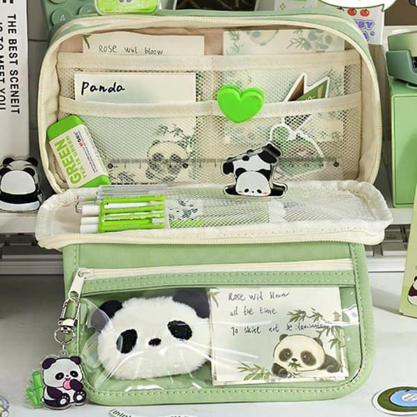 Panda pennfodral, pennfodral med stor kapacitet, pennfodral för studenter, brevpappersväska[SZ]