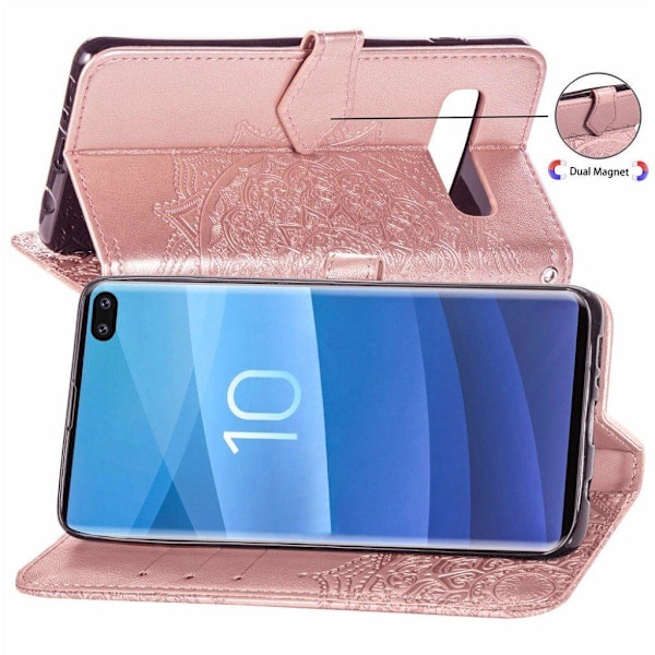 Mandala läder Samsung Galaxy S10 Plus fodral - Rosa Rosa