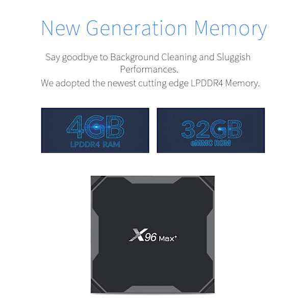 X96 Max Plus Smart TV-box Amlogic S905X3 Android 9.0 Fyrakärnig 4 GB 32 GB 2,4 GHz/5 GHz Dubbel WiFi BT4.0 4K HDR-box USB 3.0 LAN 1000M EU 4GB 64GB