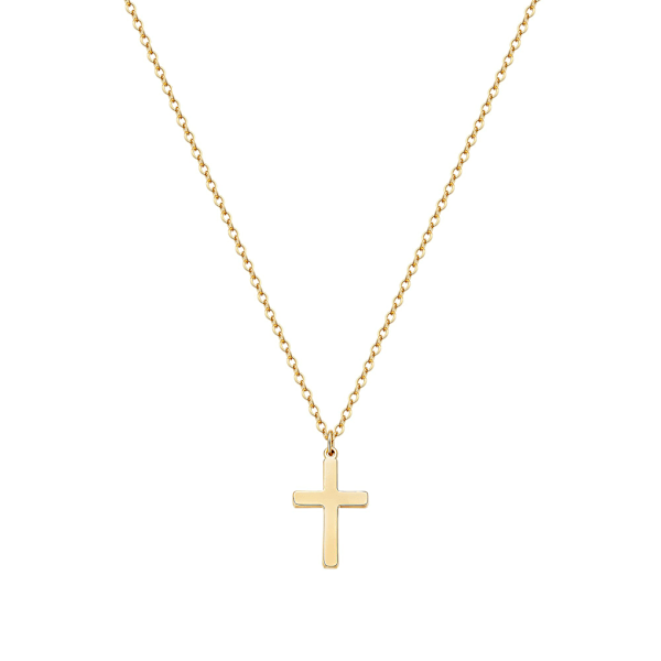 Guld Kors Halsband för Kvinnor, 18K Guldförgyllt Litet Korshänge