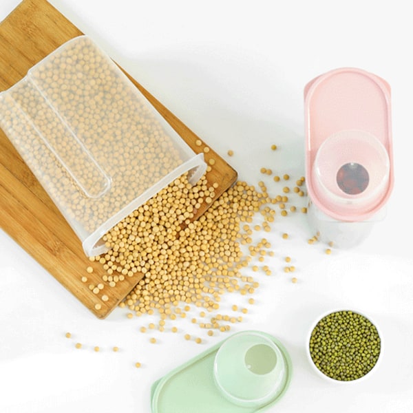 Lufttäta förvaringsbehållare för torr mat, BPA-fria plastförvaringsbehållare med hällpip, måttbägare för flingor, mjöl och bakning
