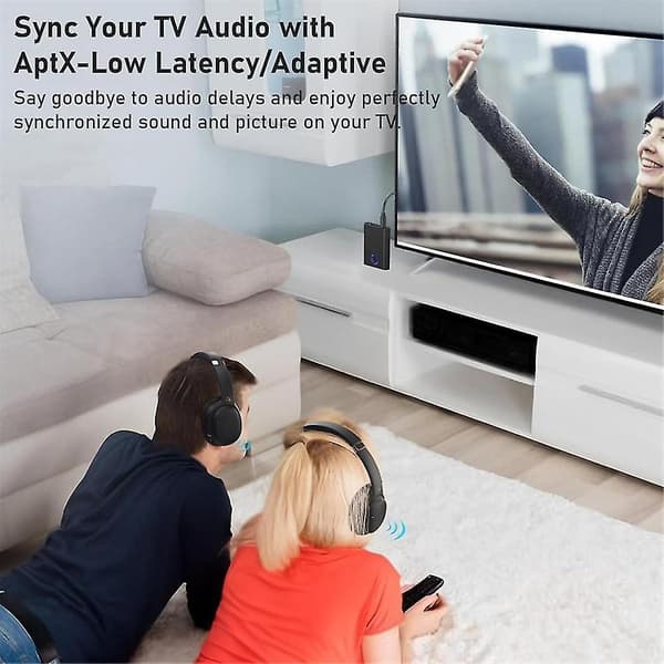 Bluetooth 5.3-adapter for fly til 2 trådløse hodetelefoner, 3,5 mm jack in-flight Bluetooth-sender/mottaker for TV