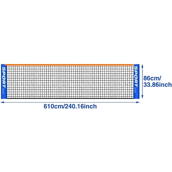 4-6M Bärbar Tennisnät, Fällbar Badmintonnät, Volleybollnät För Barn Och Vuxna, Inomhus Eller Utomhusplan, Trädgård, Skolgård, Strand (Utan