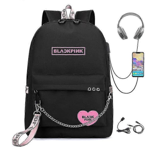 Aespa-Blackpink Rygsæk USB Genopladelig Rygsæk Studerende Skoletaske-