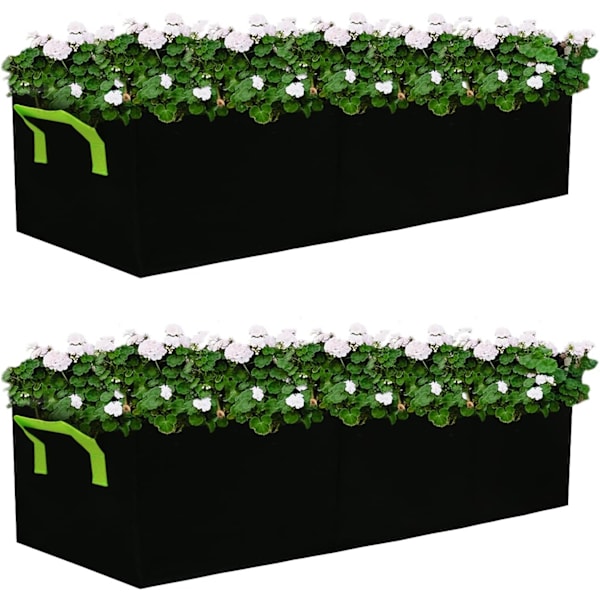 Växtväxtsäckar, upphöjda planteringsbäddar i tyg, rektangulär odlingssäck, för utomhusgrönsaker, växter green black