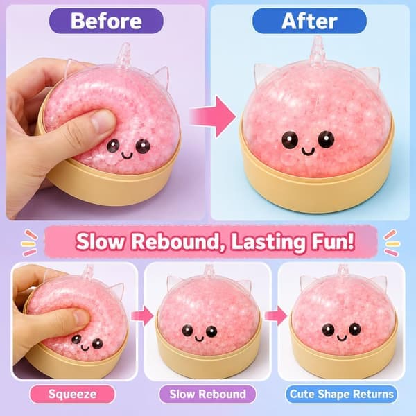 1 stk søt dumpling squishy skrivebordsfidget fargerik perlefylt klemmevenn tilfeldig farge én