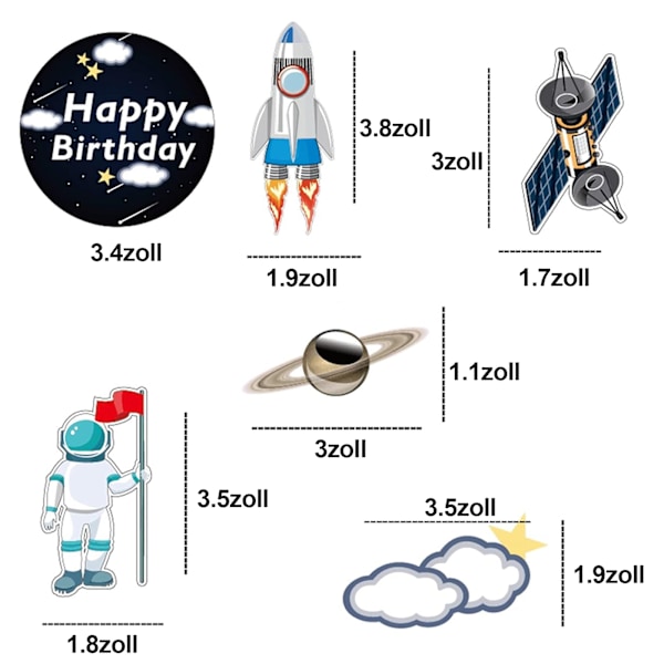 Astronaut Tårtdekoration, 30-pack Astronaut Tårtdekorationer Rymd Cupcake Toppers Raketer Stjärnor Planeter Födelsedag Dekorationer Toppers för Rymden