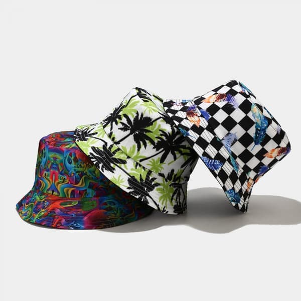 Aveki Unisex 100 % bomull sammenleggbar bøttehatt solhatt ensfarget for menn kvinner