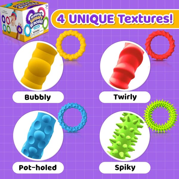 Barn och vuxna med autism, 4-pack elastiska armband