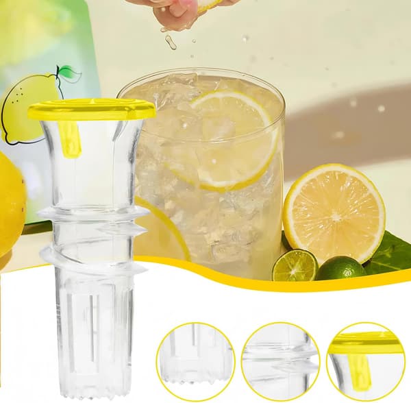 Lemon Squeezer, 2-Pack Manual Juicer with Screw Cap and Pour Spout - Handheld Citrus Press for Limes, Oranges, Easy to Clean and Carry for Kitchen.
