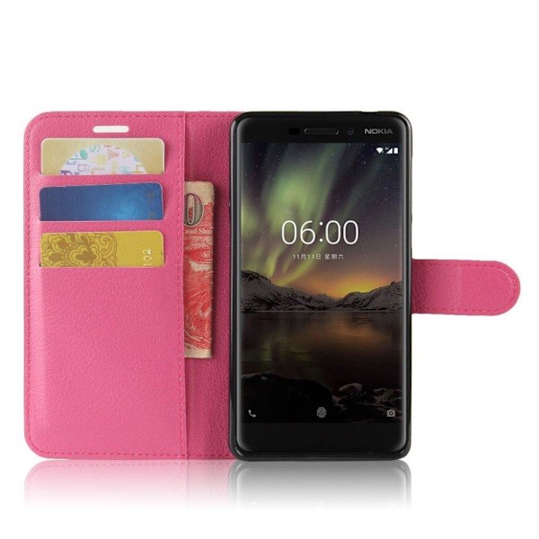 Nokia 6 (2018) Modernt läder fodral - Rosa Rosa