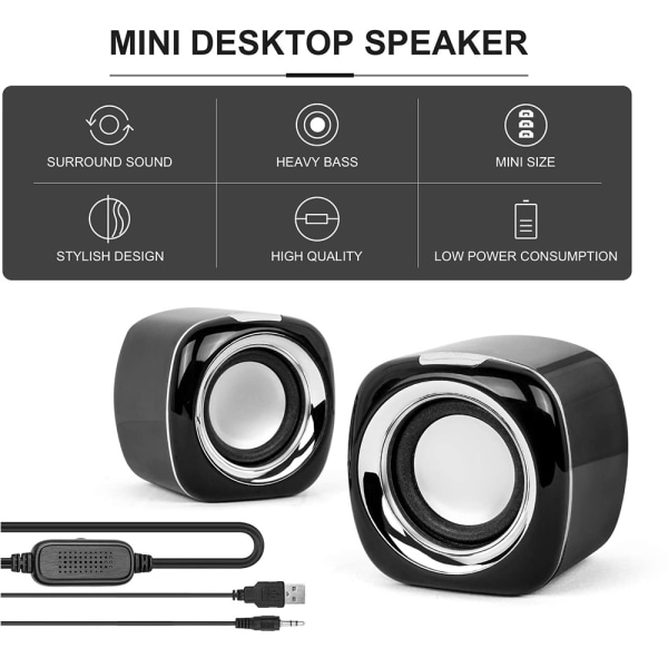 Datorhögtalare, PC-drivna högtalare USB-högtalare Monitorshögtalare för stationär dator/PC/bärbar dator Spelhögtalare