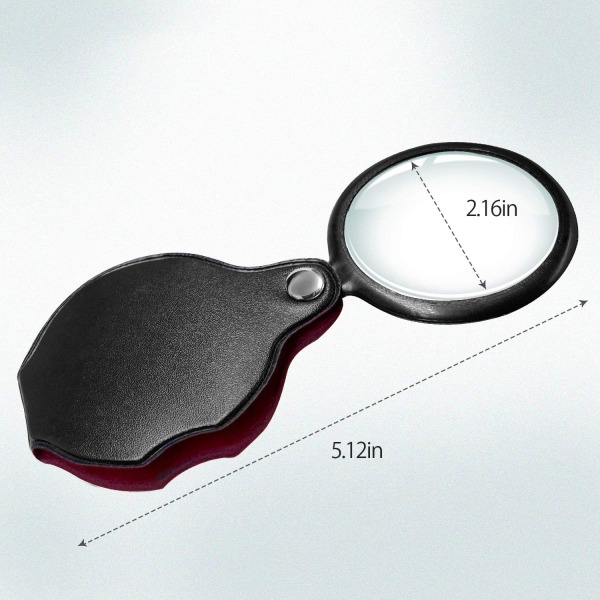 2 st 10X fickförstoringsglas, hopfällbart minilup med roterande skyddande läderslida, för smycken, läsning (svart)