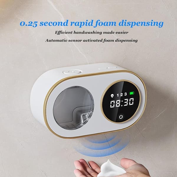 Automatic Liquid Soap Dispenser, 320ml Wall Mounted Touchless Foaming Hand Soap Dispenser for Bathroom Kitchen Hotel (White)