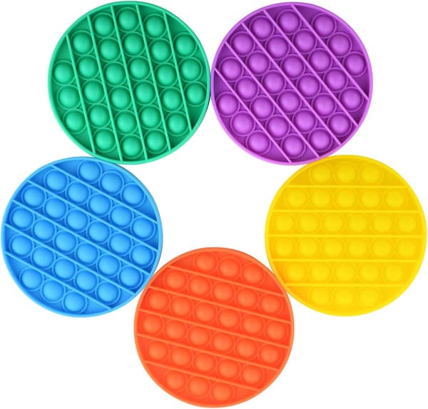 5-pack bubbel sensoriska stressavlastningsleksaker, press-bubbel stressavlastande sensoriska leksaker, stressavlastande leksaker, silikonklämleksaker, runda