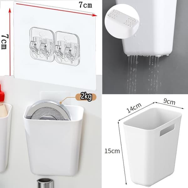 Four-piece storage boxes for kitchen cabinet doors, self-adhesive wall-mounted storage boxes for wardrobes/bathrooms.